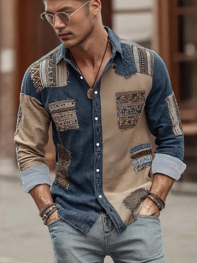 Camisa Manga Larga Estampada a Rayas para Hombre - Image 3