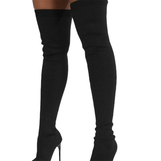 Botas Over-the-Knee de Punto Elástico con Tacón Alto - Image 4