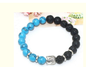 Pulsera de Piedra Volcánica con Cabeza de Buda - Energía y Equilibrio
