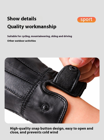 Guantes de Cuero Genuino Unisex con Forro Polar para Otoño e Invierno - Image 12
