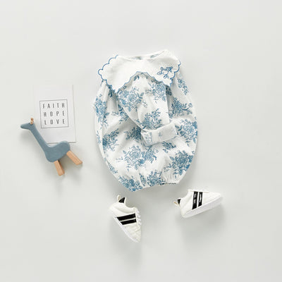 Falda de Algodón con Estampado Azul y Blanco - Image 3