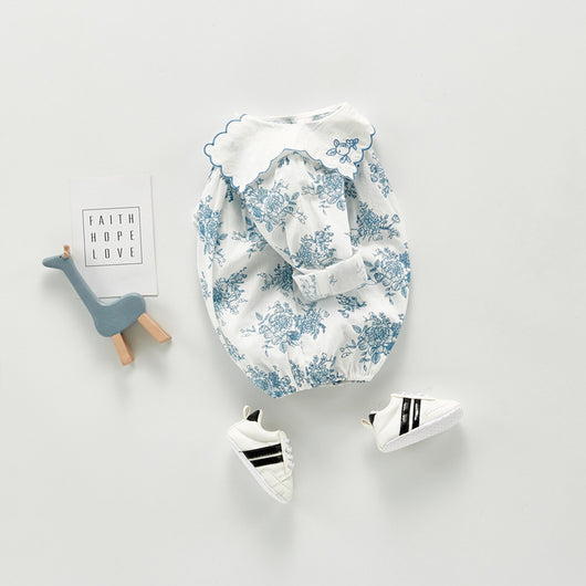 Falda de Algodón con Estampado Azul y Blanco - Image 3