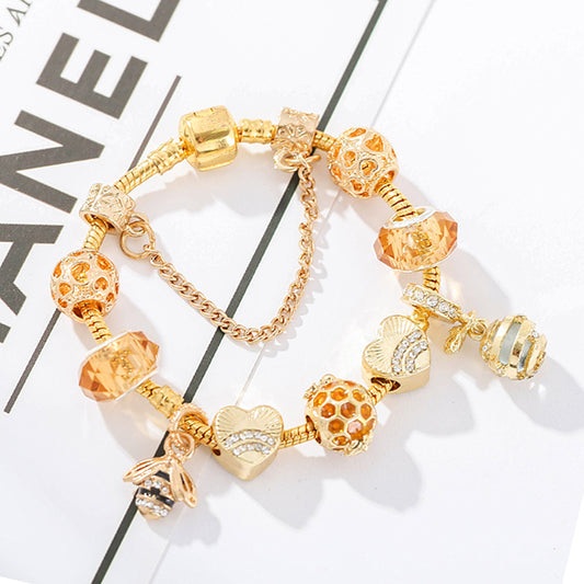 Pulsera Dorada de Abeja para Mujer - Aleación DIY Estilo Europeo