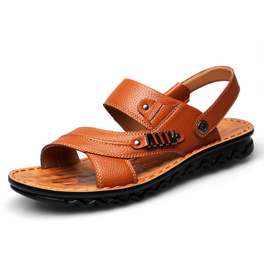 Sandalias Hombre Cuero Genuino Playa - Chanclas Antideslizantes Cómodas - Image 2