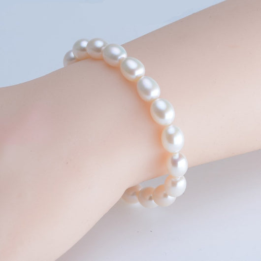 Pulsera de Perlas Forma de Arroz