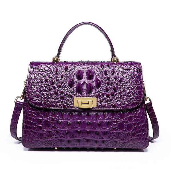 Bolso Mensajero de Cuero para Mujer con Patrón de Peces