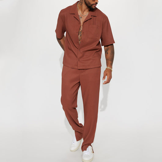 Traje Casual Suelto con Solapas Anchas y Pantalón Corto para Hombre - Image 11