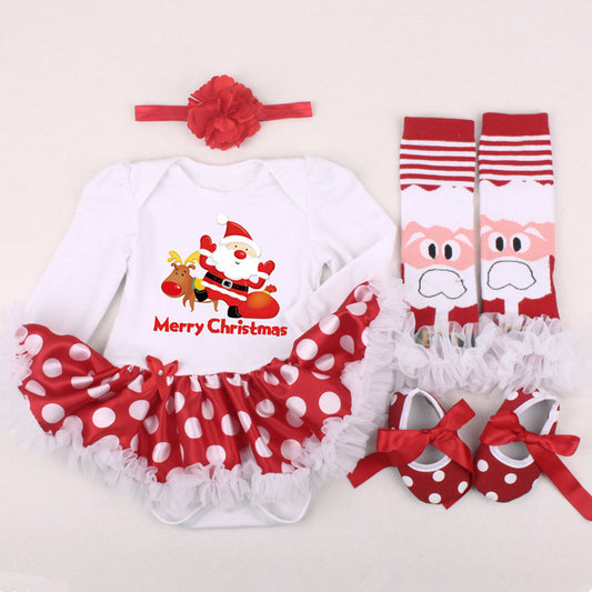 Zapatos Navideños para Bebé Recién Nacido con Vestido de Manga Larga