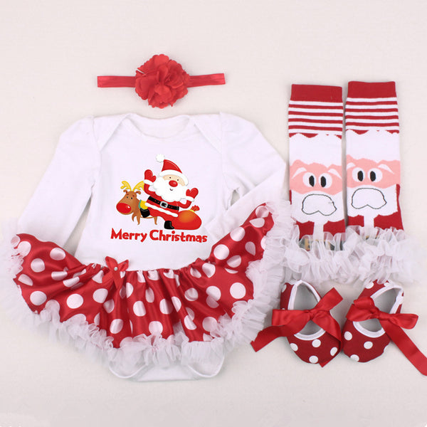 Zapatos Navideños para Bebé Recién Nacido con Vestido de Manga Larga