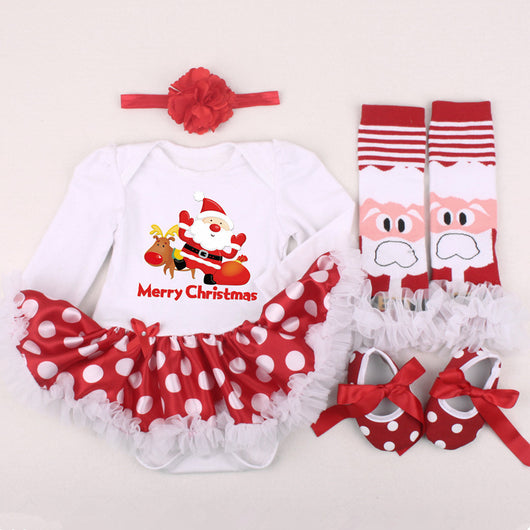 Zapatos Navideños para Bebé Recién Nacido con Vestido de Manga Larga