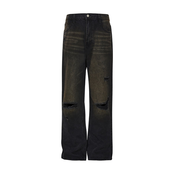 Pantalones Vaqueros Estilo Urbano con Desgaste Artesanal para Hombre - Image 5