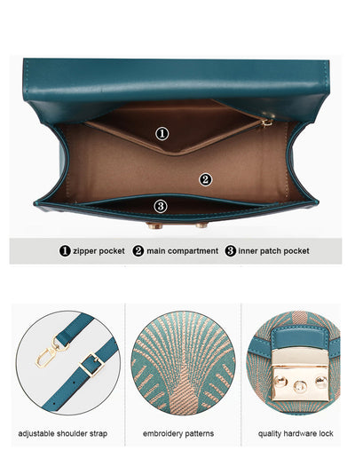 Bolso de Mensajero Artesanal Cuero con Bordado Chino Tradicional - Image 7