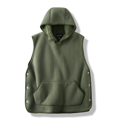 Chaleco Acolchado con Capucha y Botones Laterales - Diseño Reversible de Terciopelo - Image 20