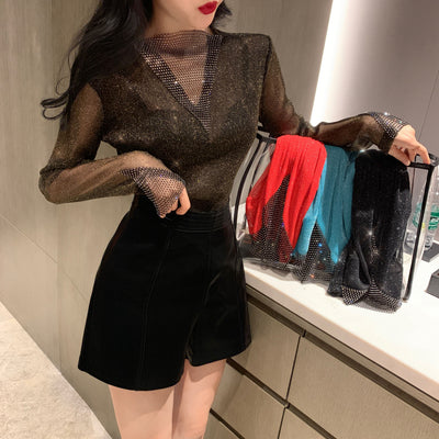 Blusa de Malla de Seda Otoñal Versátil con Mangas Largas - Image 17