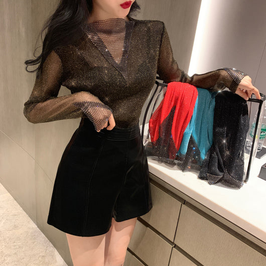 Blusa de Malla de Seda Otoñal Versátil con Mangas Largas - Image 17