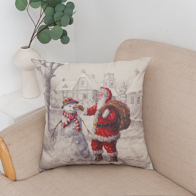 Funda de Almohada de Lino Estampada con Diseño Navideño Creativo y Elegante - Image 4