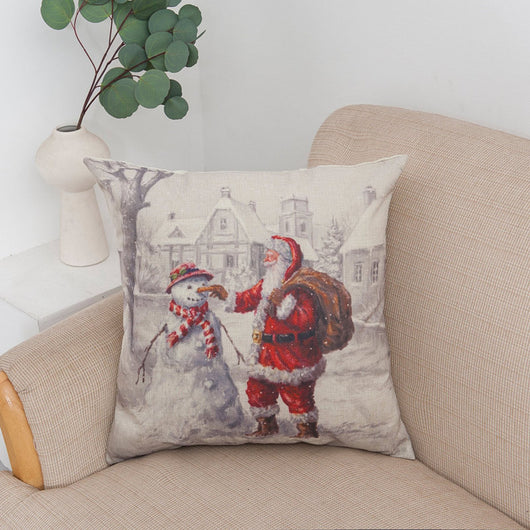 Funda de Almohada de Lino Estampada con Diseño Navideño Creativo y Elegante - Image 4