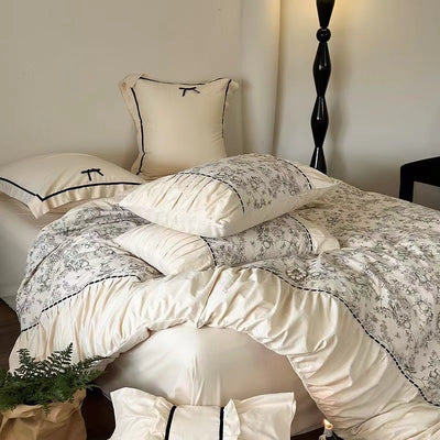 Juego de Cama Vintage Francés Térmico de 4 Piezas con Encaje - Image 3