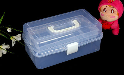 Caja de herramientas artística de 2 niveles con compartimentos - Image 3