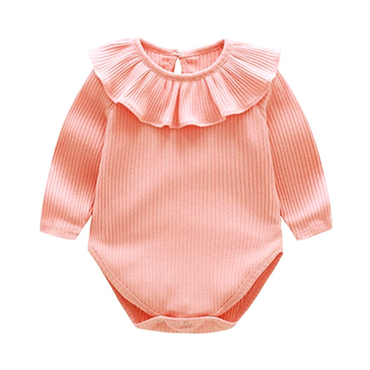 Pelele Tejido para Bebé Niña Manga Larga con Cuello Volante Loto - 5 Colores - Image 5