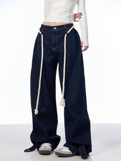 Jeans Negros Lavados Rectos Ancho con Costuras Blancas - Image 6