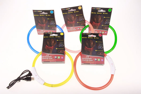 Collar LED Recargable para Perros con Luz Nocturna USB