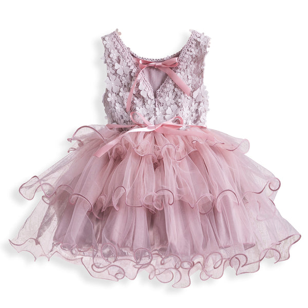 Vestido de Niña en Encaje y Gasa Delicado