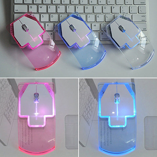 Ratón Inalámbrico Ultrafino Transparente 2.4GHz con Luz Luminosa para PC y Laptop