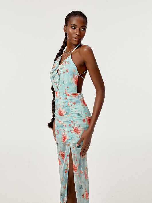 Vestido Floral con Abertura Lateral y Cintura Ajustada - Image 7