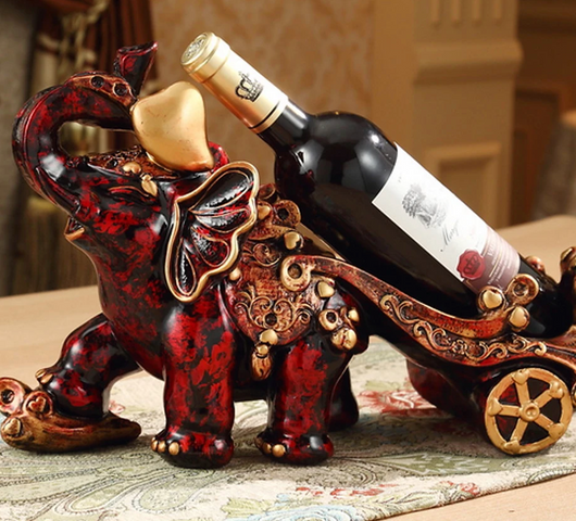 Soporte para Botellas de Vino con Elefante Decorativo en Resina