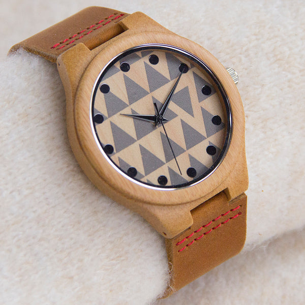 Reloj de Cuero Bambú Elegancia Profesional