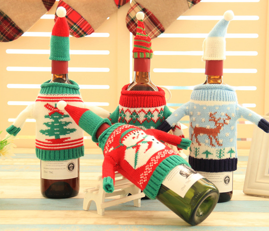 Set de Botellas con Cubierta Tejida Navideña - Image 2