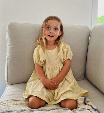 Vestido Niña Algodón y Lino con Mangas Abullonadas - Image 3
