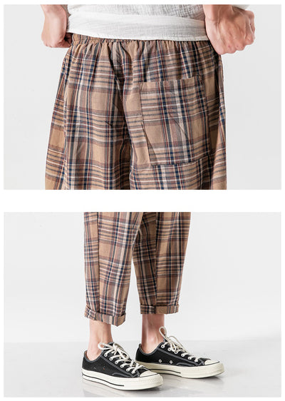 Pantalones Casuales a Cuadros Estilo Asiático con Detalles Desgastados - Image 19