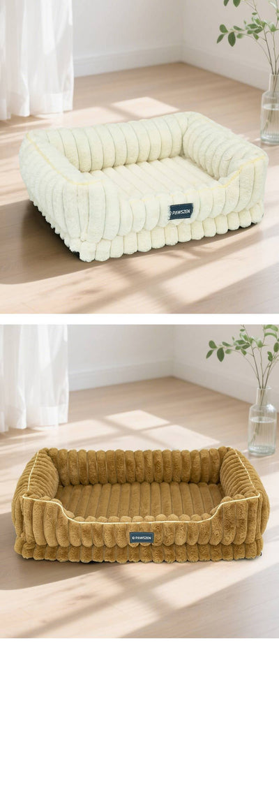 Cama para Mascotas Grande Cuadrada con Pelaje de Conejo a Rayas - Image 21