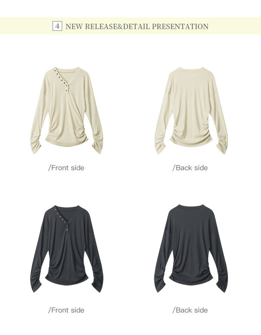 Blusa Elegante de Manga Larga con Cuello en V y Cintura Ajustada - Image 15