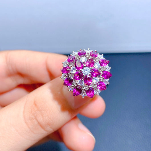 Anillo de Granate Natural Magnesia Aluminio para Mujer