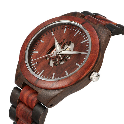 Reloj de Madera con Diseño Esqueleto para Hombre - Image 4