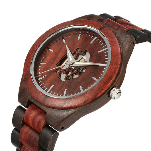 Reloj de Madera con Diseño Esqueleto para Hombre - Image 4