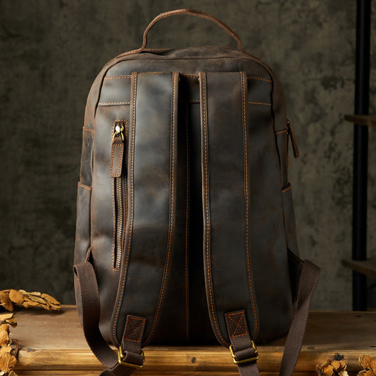 Mochila de Cuero Genuino para Hombre Estilo Retro Artesanal - Image 6