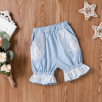 Conjunto de Dos Piezas para Bebé Niña: Vestido de Encaje y Shorts Denim (0-2 Años) - Image 10