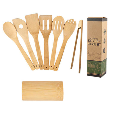 Juego de Espátulas de Bambú con Soporte Cuadrado Ecológico - Image 8