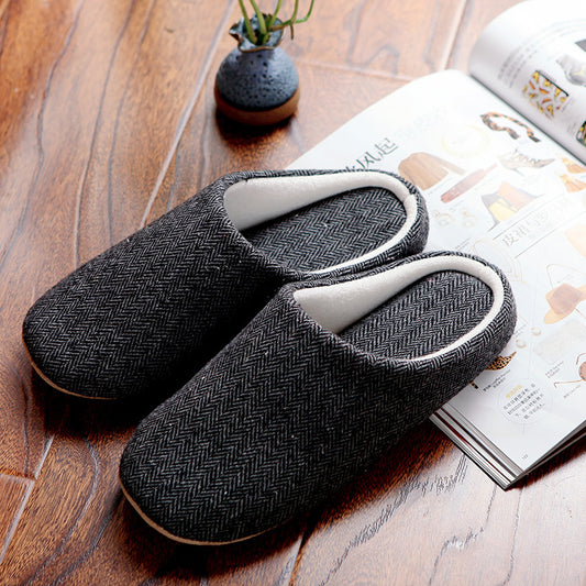 Pantuflas Cálidas de Algodón Negro para Hombre - Antideslizantes y Cómodas - Image 2