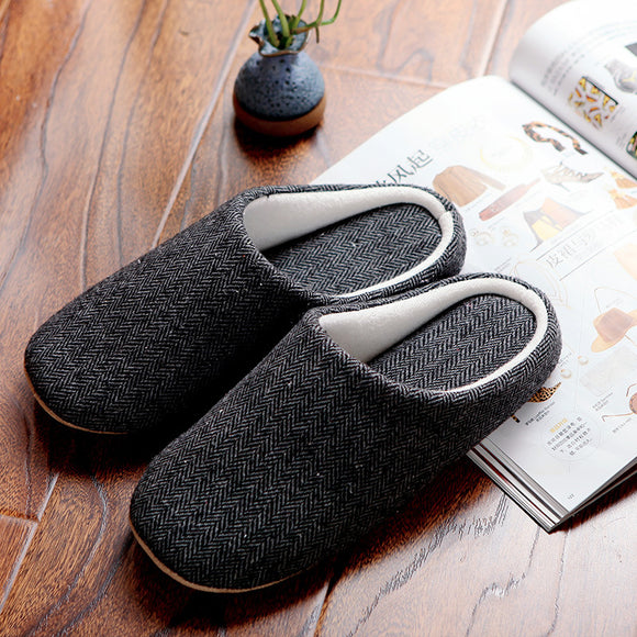 Pantuflas Cálidas de Algodón Negro para Hombre - Antideslizantes y Cómodas