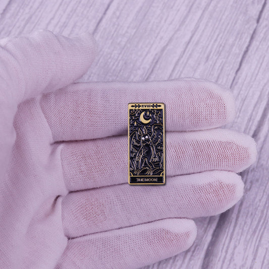 Broche de Cobre Mothman y Luna - Tarot Místico