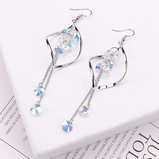 Aretes de Cristal Ondulado Largo - Image 19