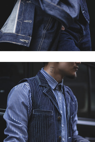 Chaleco Denim Rayado Oversized para Otoño e Invierno - Image 11