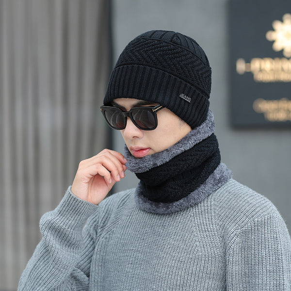 Conjunto de Gorro y Babero de Lana Térmica para Invierno