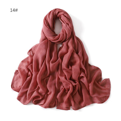 Pañuelo de Algodón y Lino Monocrómático con Ala Ancha - Image 16