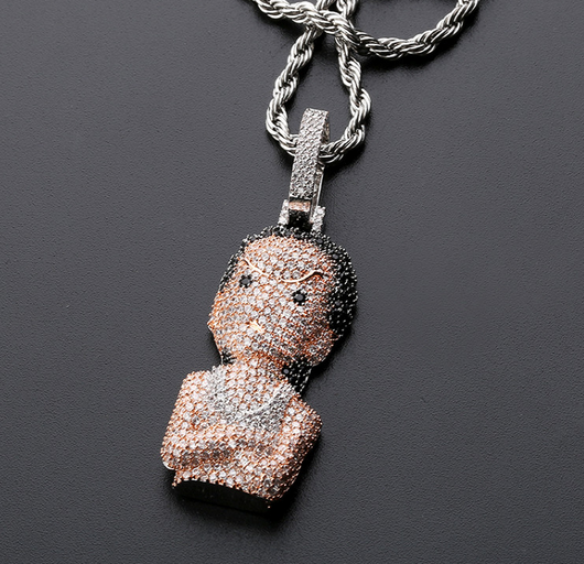 Collar Pendante Iced Out Hip Hop Micro Pavé Oro y Plata para Hombre y Mujer - Image 4